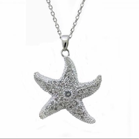Grade AAA CZ .925 Silver Starfish Necklace - Picture 8 of 8